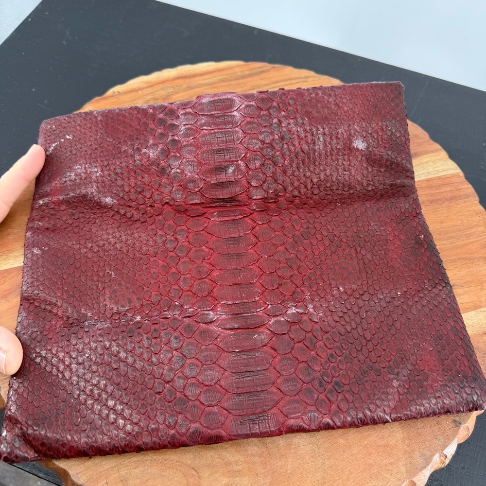 Genuine Python exotic snake Fold-over Clutch Purse by Archipelago Design red - Picture 4 of 8